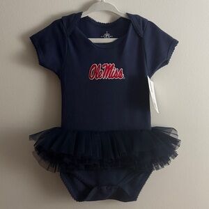 Navy Blue Ole Miss Baby Onesie with Tulle Skirt